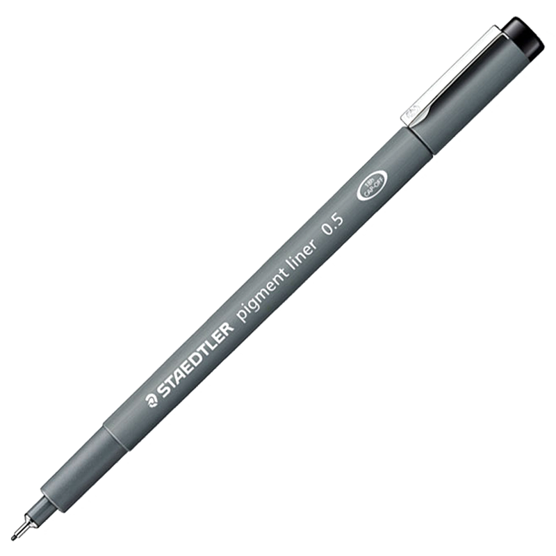 STAEDTLER Fine Line Pen, 0.5mm Fiber Tip, Wear-Resistant, Waterproof, Direct Liquid Ink Signing Pen, Art Drawing Outlining Quick-Drying Pen 30805-9