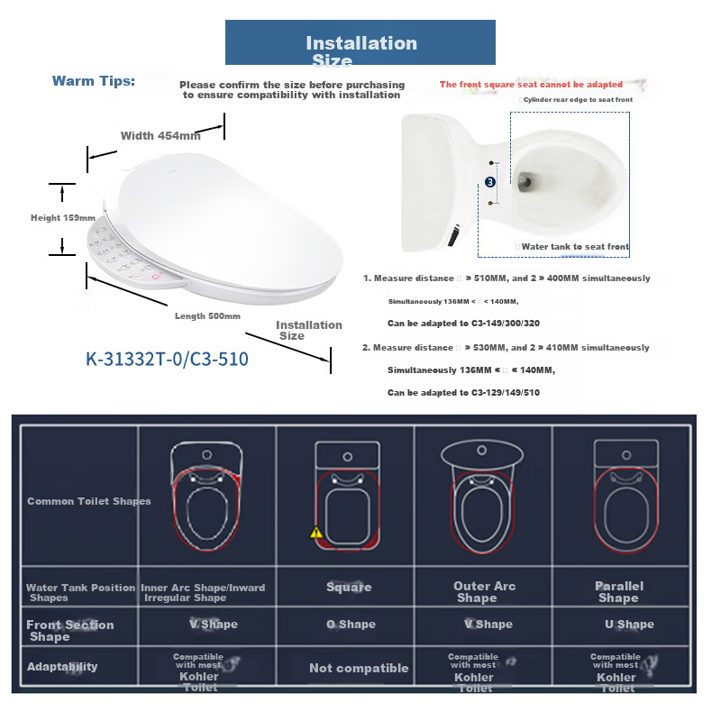 KOHLER Smart Toilet Seat [All-Inclusive Price], C3 Series Instant Heating 31332T