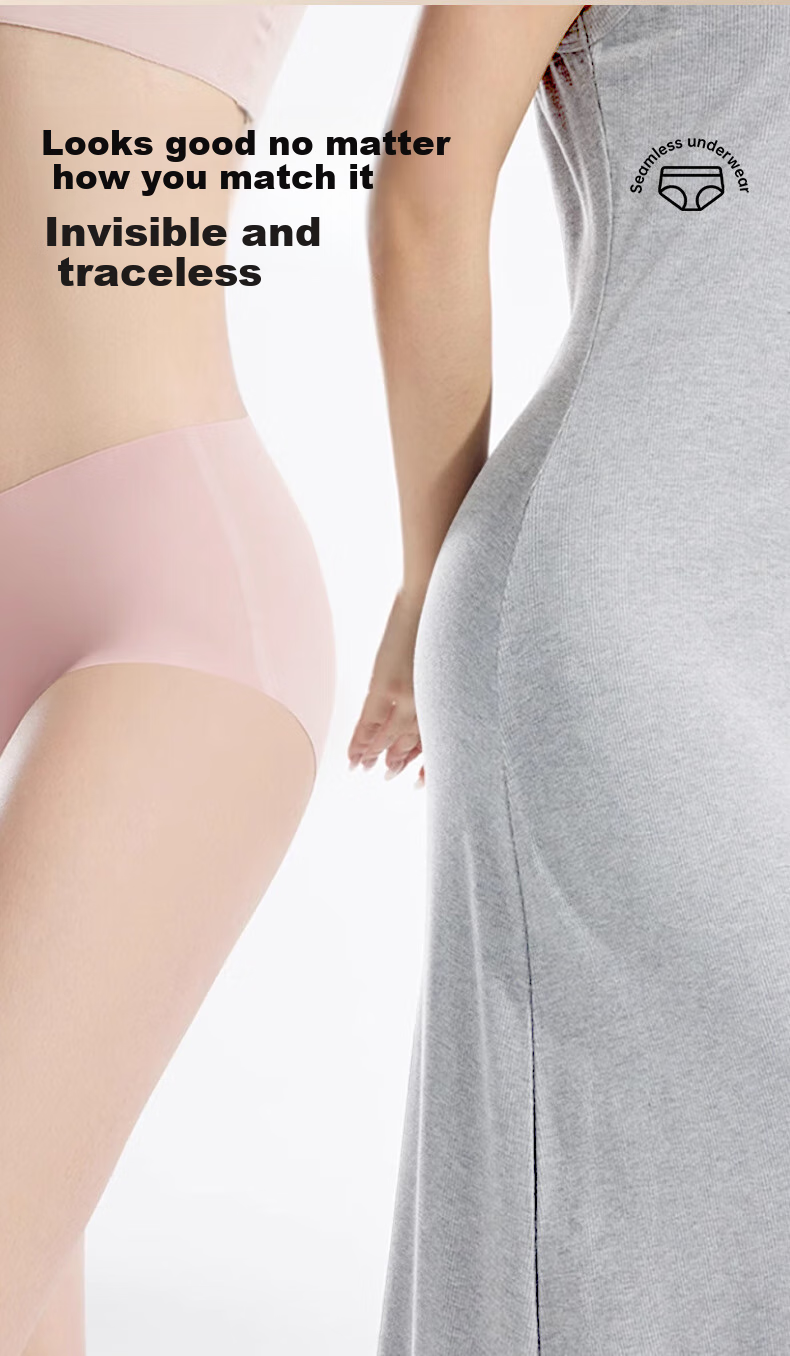 Miyou Seamless Mulberry Silk Extended Crotch 10A Antibacterial Breathable Non-Wedgie Women's Triangle Panties, 3 Pack 2