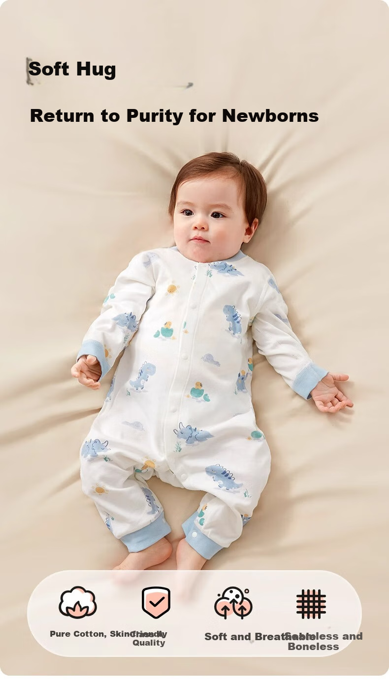 AIBEDILA Newborn Baby Romper Spring And Autumn Style, Pure Cotton Onesie for Boys And Girls, Mid-Cut Crawling Suit, Early Autumn Bodysuit, Size 73 1