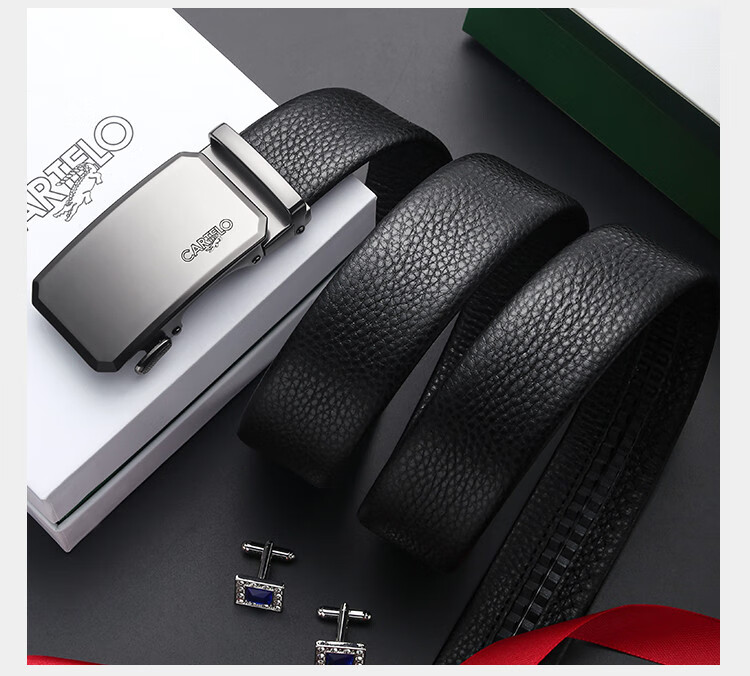 CARTELO Men's Leather Belt Business Casual Top Layer Cowhide Simple Waist Belt Gift for Boyfriend 2