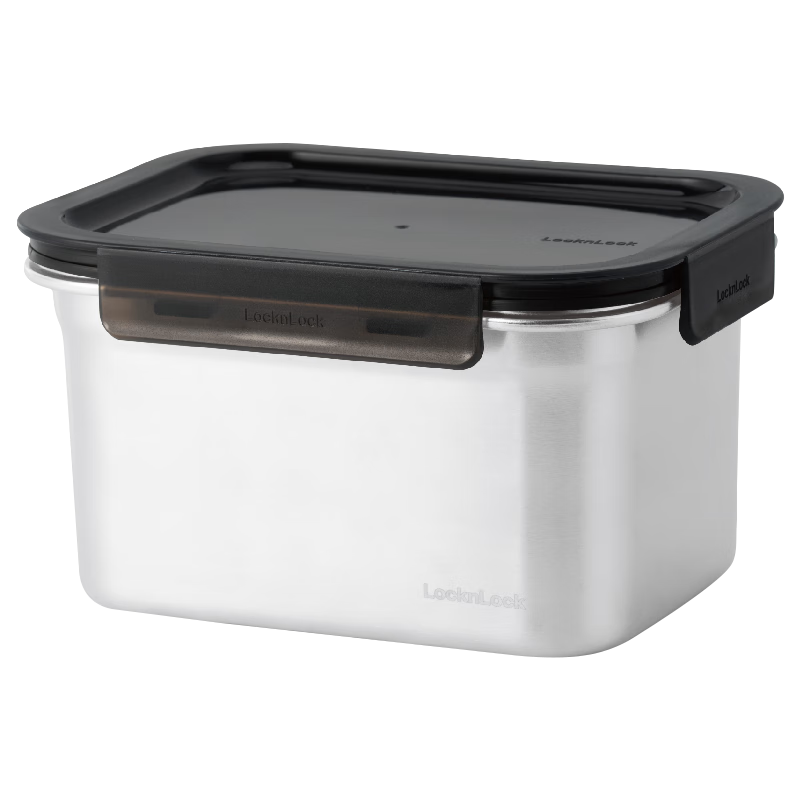 LOCK&LOCK Natural Food-Grade Stainless Steel Storage Container, Airtight Refrigerator Kitchen Organizer, Dishwasher Safe, 2L Capacity