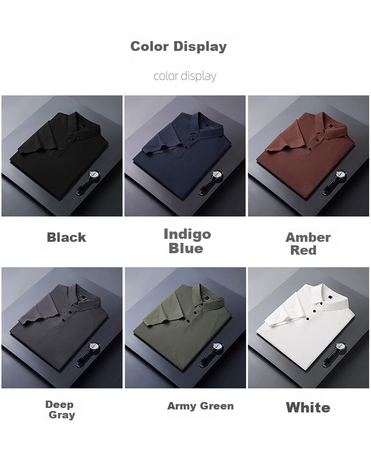 LangSha Polo Shirt for Men, Summer Quick-Dry Ice Silk Cool-Feeling T-Shirt, Loose-Fitting Business Versatile Collared Short-Sleeve, Father's Day Gift 5
