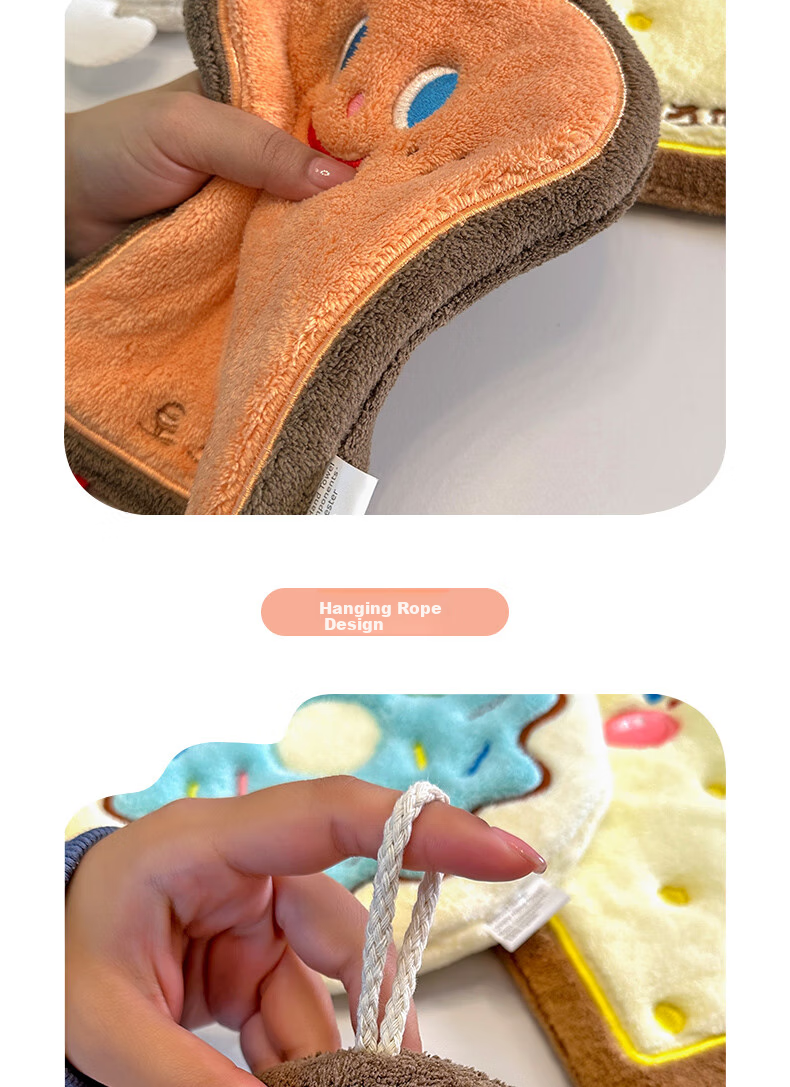Fanyejia Cute Hand Towels, 2-Pack Hanging Absorbent Thickened Bathroom Handkerchiefs, Washcloths, Small Square Towels for Kitchen And Exercise 3