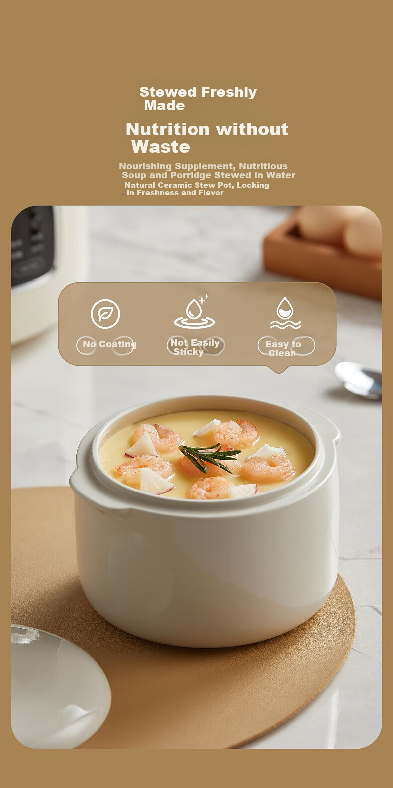 OIDIRE (Oudian) Electric Stew Pot, Double Boiler Soup Cooker, Health-Preserving Ceramic Pot with Automatic Timer for Bird's Nest And Baby Food, ODI-DDZ23A Steamer Model 7