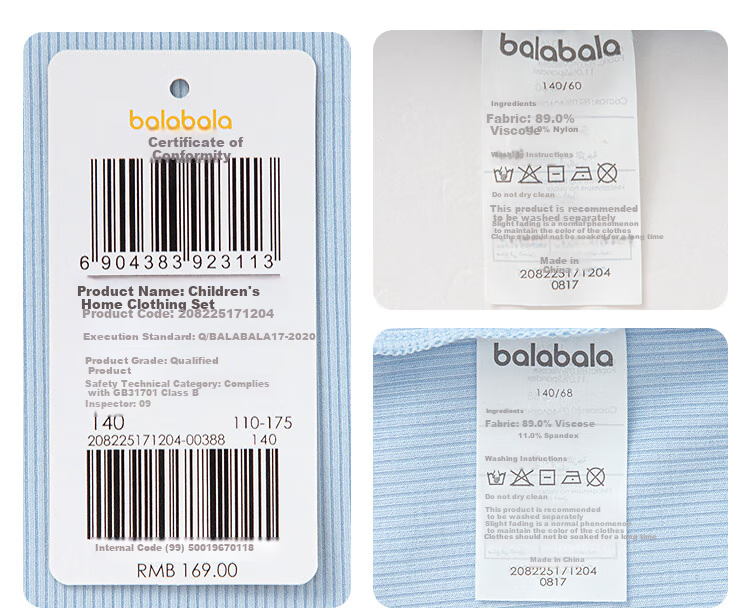 BALABALA Children's Pajama Set Summer Boys And Girls Home Wear Bamboo Fiber Breathable Comfortable for Outdoor Use 208225171204 13