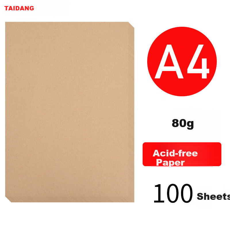 Taidang Kraft Paper Blank A4 Size Paddle Paper A4 Cover Paper, Voucher Cover Kraft Printing Paper, 80g [100 Sheets] NA480 1