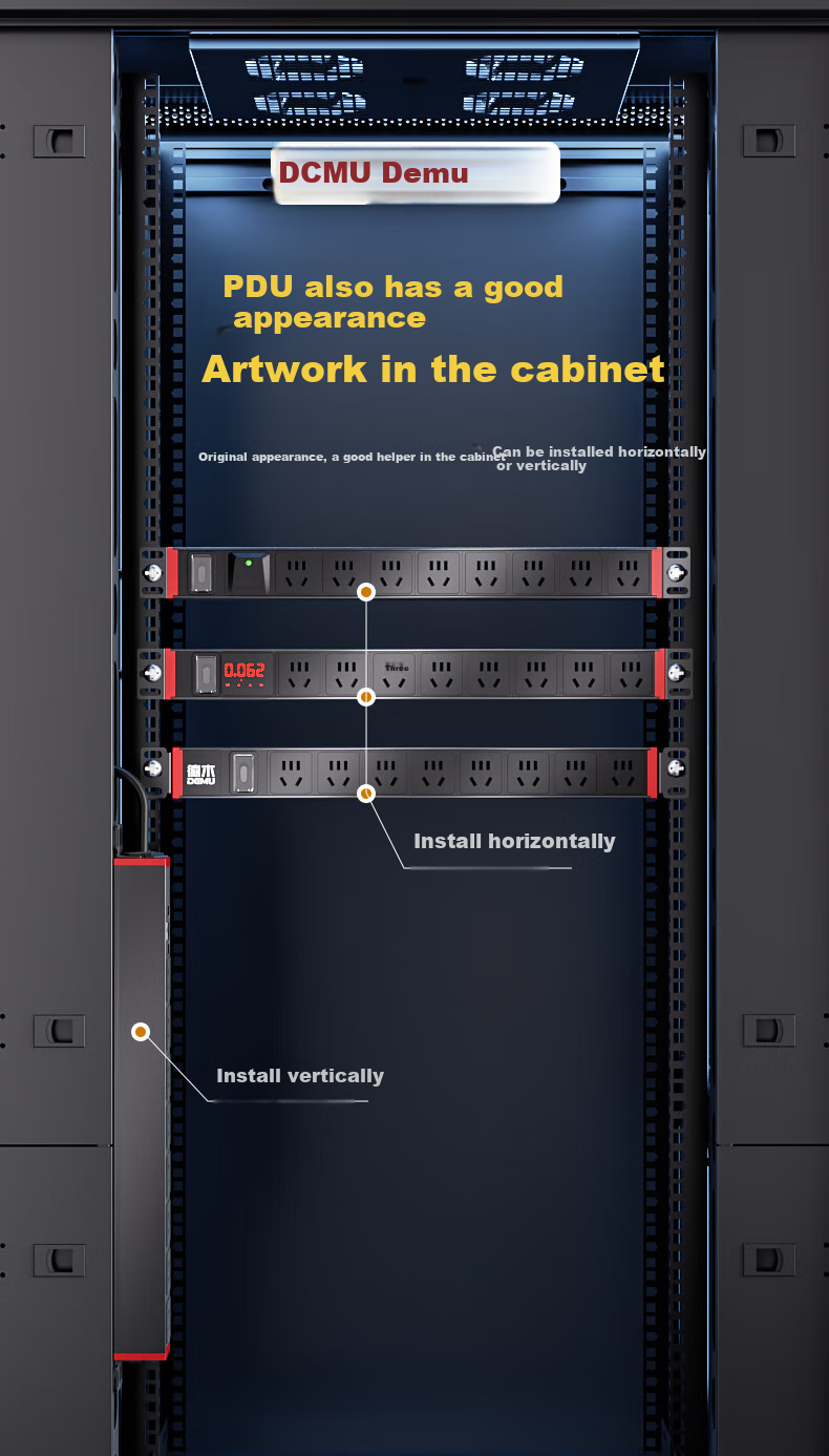 DEMUPDU Socket Metering Display Cabinet, 8-Digit 10A Overload Switch, Zhongyang DMZY-XG8 Black, 1.5 Square Meters, 3 Meters 1