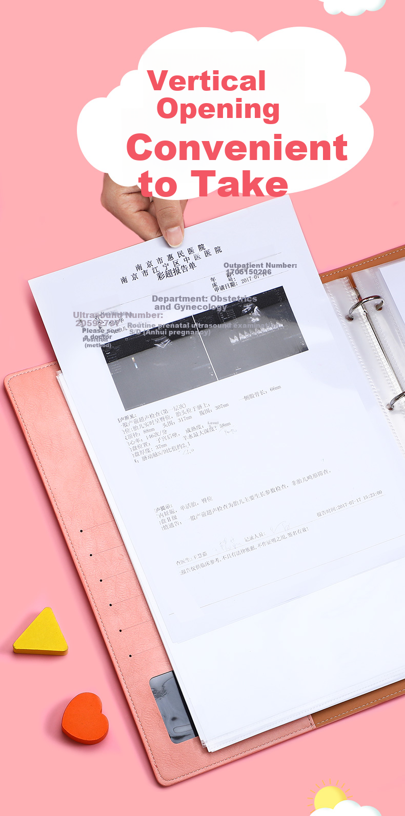 Faramon Pregnancy Check-Up Organizer Report Booklet, Portable Ultrasound Report Folder for Pregnant Women, Baby Pregnancy File Folder, A4-Pink (40 Sheets) 5