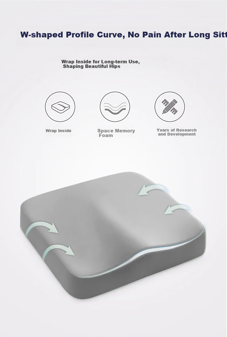 GREAT LIFE Ergonomic Memory Foam Seat Cushion for Office And Car, Hemorrhoids Chair Pad, Long-Sitting Aid, Student Butt Cushion, Gray 4