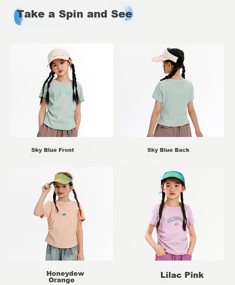 BANDOCIN Cloud-Feel Cotton Girls' Summer Short-Sleeve T-Shirt for Older Children, New Style 2025 Kids' Trendy Summer Top, Sky Blue, Size 150 5