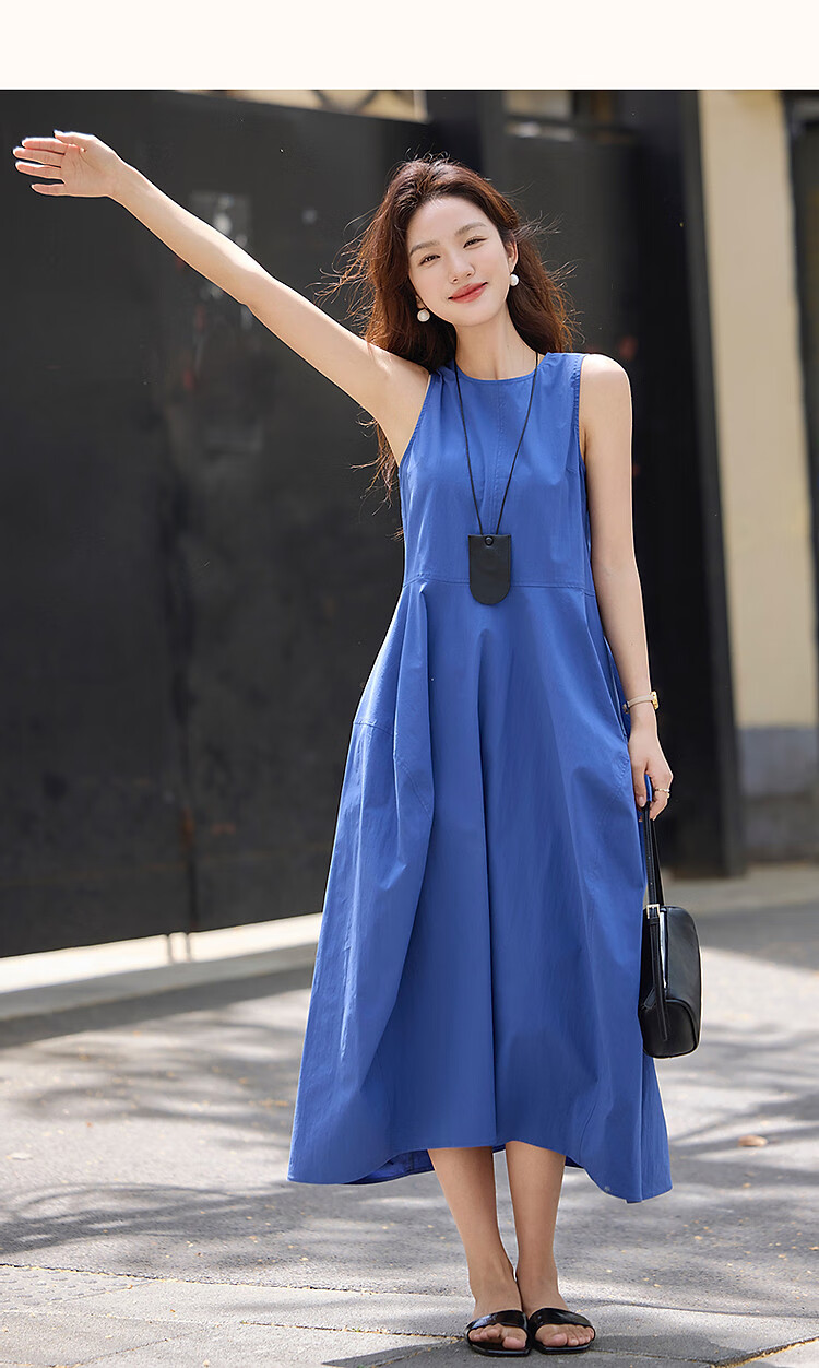 Demna【Cloud Oxygen Cotton Air Skirt】Summer Irregular Design Round Neck Sleeveless Elegant Women's Bud Dress 14