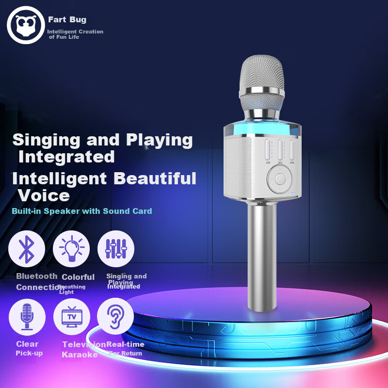 Hifier Wireless Bluetooth Microphone Speaker All-In Mobile Ai Voice Tuning Home KTV Indoor Outdoor Karaoke Live Streaming Host Portable Microphone Long Battery Life Live Streaming Device X9