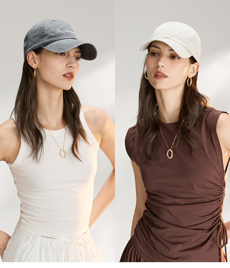 ELLE Baseball Cap for Women, All-Season Sun Protection Hat, Large Circumference High Crown Visibly Small Brim Cap for Men, Gift 43
