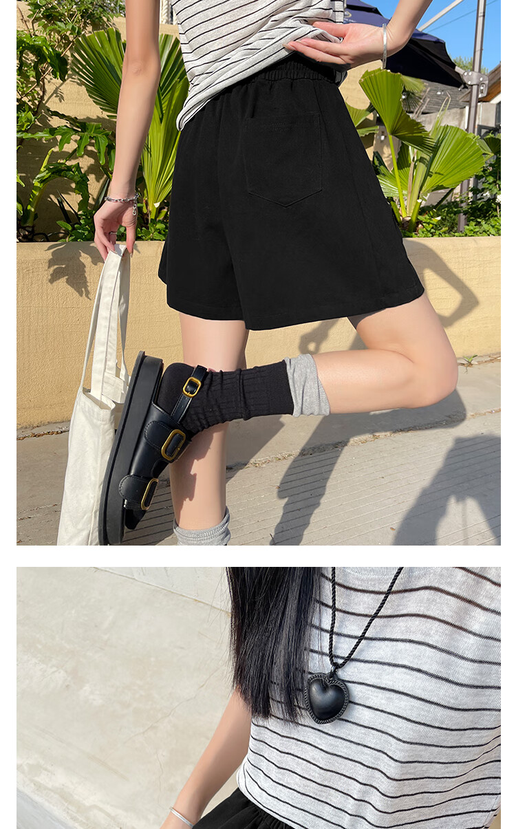 Borui Women's Summer Thin High-Waist A-Line Pure Cotton Slimming Wide-Leg Five-Point Shorts 2026 New Style 14