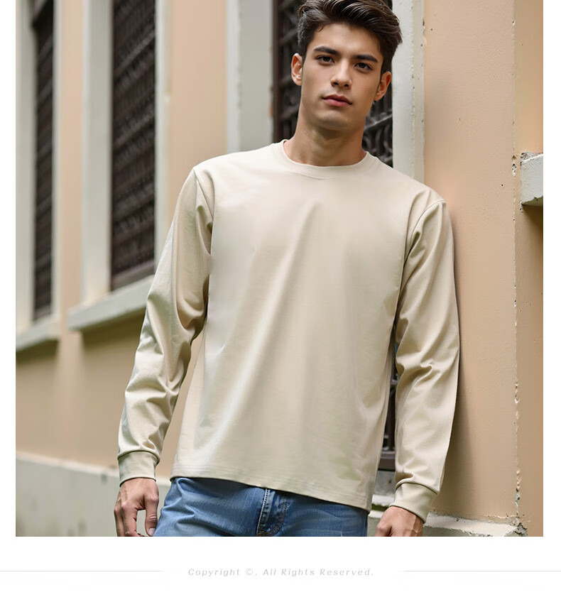 ROMON Men's Spring and Autumn Cotton Loose Long Sleeve Casual Fashion Pullover Sweatshirt 9