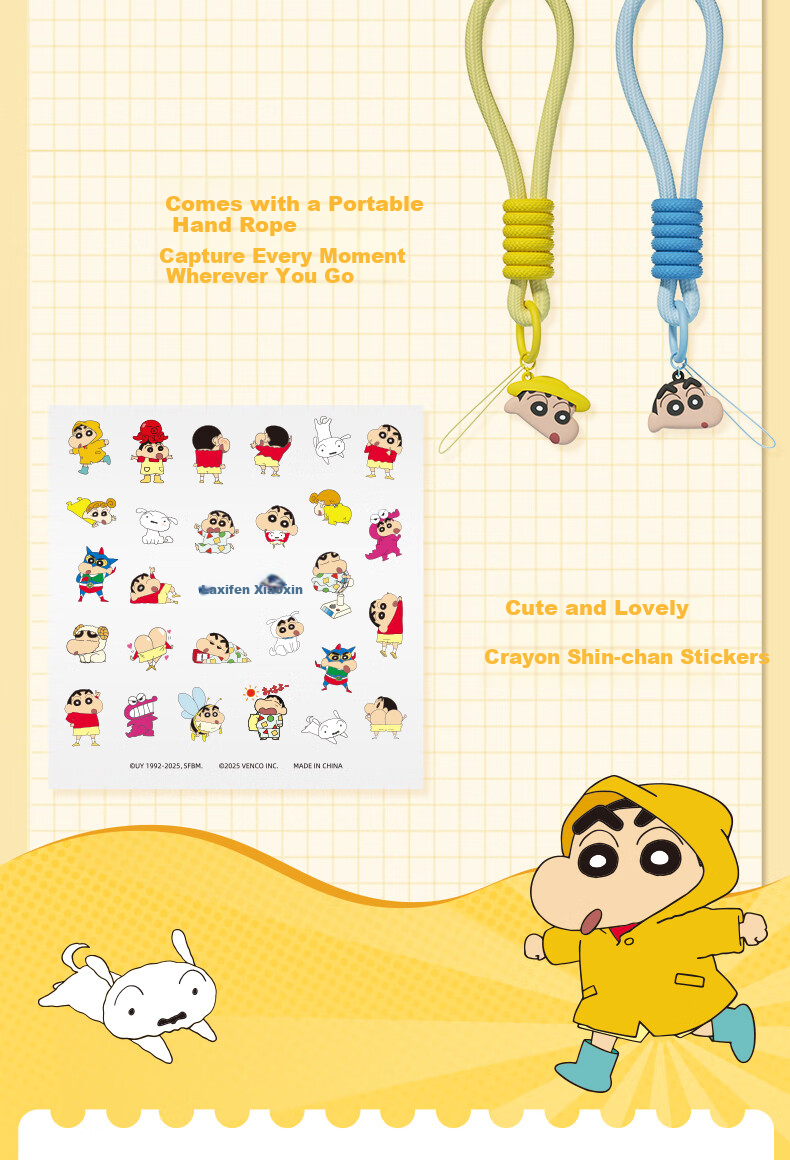 MAQUCC Crayon Shin-Chan Student Camera, High-Definition CCD, for Children Ages 6-10, Popular Toy, Birthday Gift for Girls, Entry-Level Camera for Young Girls, V2 Blue 12