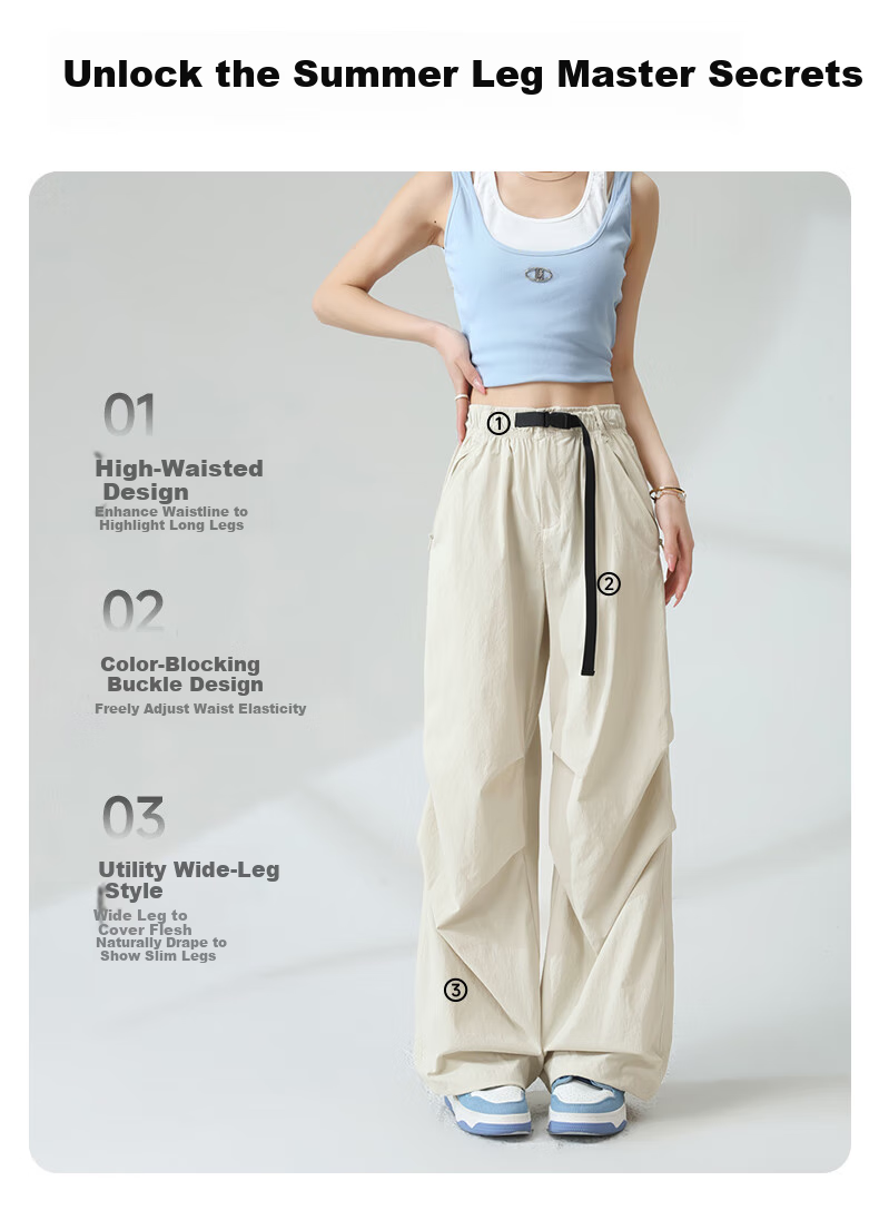 MJ STYLE Functional Cargo Paratrooper Pants for Women, Summer 2026, Cool And Lightweight, Sun Protection, Casual Outdoor Hiking, Two-Way Wear Sports Pants 2