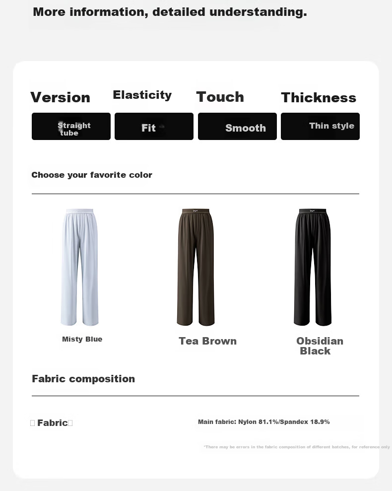 KAZUKOIN Straight-Leg Pants for Women, Summer Black, Draping High-End Feel, Casual Loose Sun Protection Trousers 14