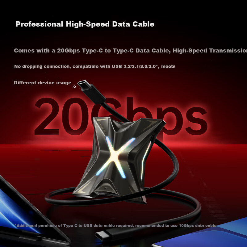 MOVE SPEED 2TB Portable Solid State Drive (PSSD), SSD External Hard Drive, High-Speed Particles Directly Connected to Phone, Read Speed up to 2000MB/S, External Gaming Large Capacity