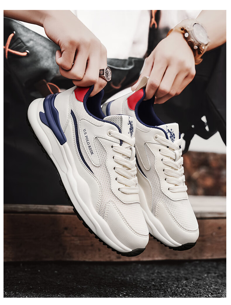 U.S. POLO ASSN. Men's Shoes, Autumn New Style, Breathable Thick-Soled Casual Shoes, Low-Top Mesh Forrest Gump Shoes, Sports Running Shoes for Me 17
