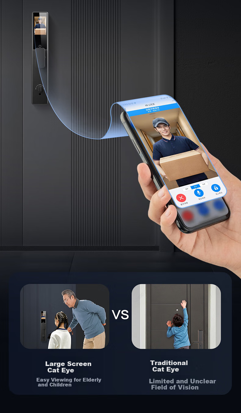 Haier Smart Door Lock P30 Facial Recognition Version Electronic Lock Password Door Lock Entry Door Anti-Theft Door Home Fingerprint Lock 7