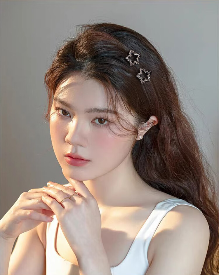 Xiangwan Rhinestone Hair Clip 2-Piece Set for Women, Front Bang Clip, Side Hairpin, Small Hair Clip, Gift for Women 7