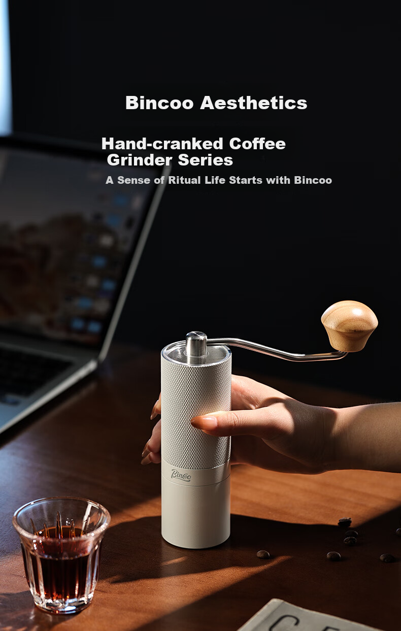 Bincoo Hand-Cranked Coffee Grinder with CNC Steel Core Hexagon, All-In Manual Italian Coffee Machine, Coffee Bean Grinder 10