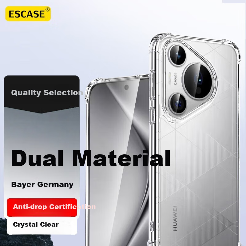 Чехол ESCAPE для Huawei Pura 80 / P80, противоударный, с защитой от пожелтения, двойной материал TPU+PC, высокая прозрачность