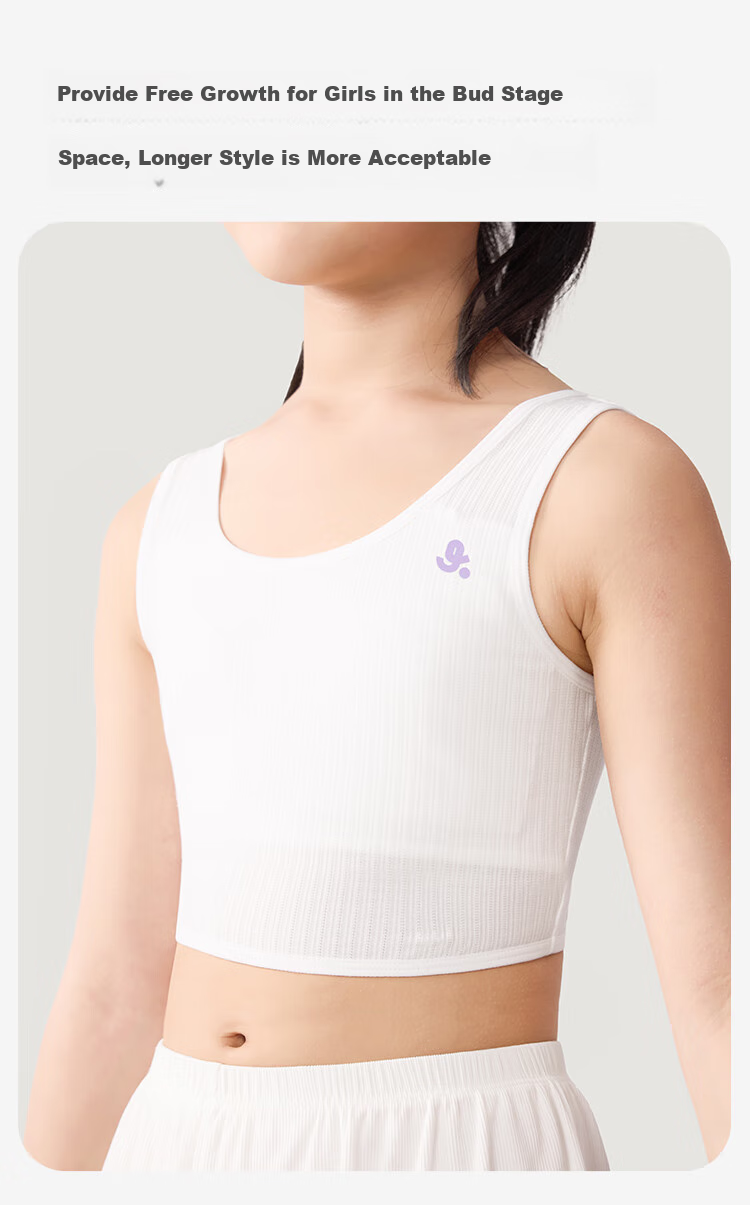 Jiusuiban 80S Modal Children's Underwear, Girls' Bra for Ages 8-10, Student School Uniform, Anti-Nipple Protrusion, Mid-Length Camisole 6
