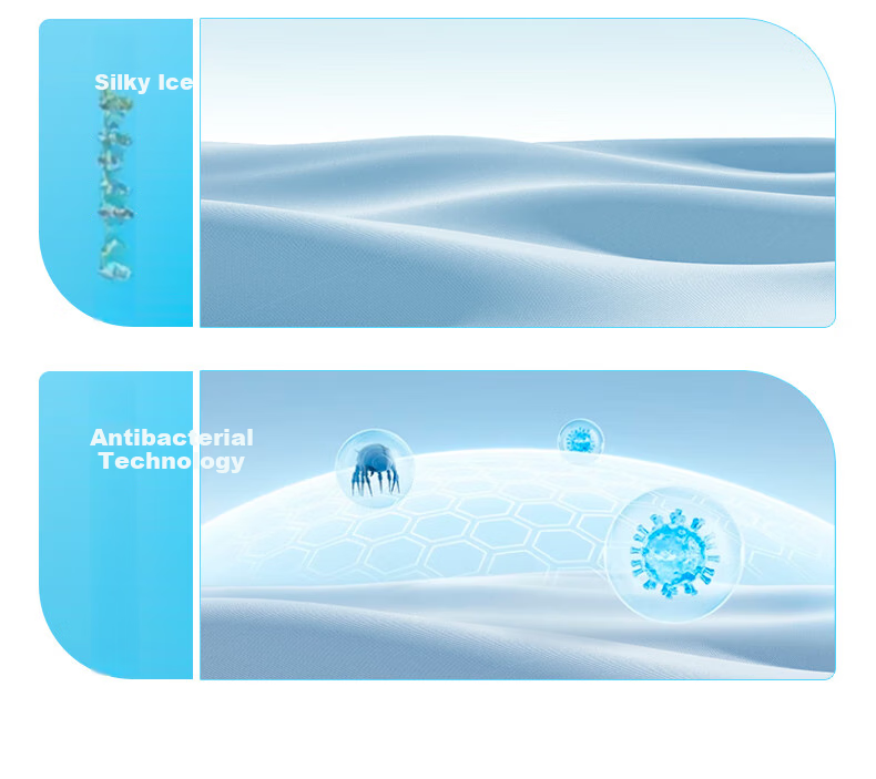 YUZHAOLIN Class A 600D Ice Silk Cooling Mat, Double-Sized Three-Piece Set, Blue Panda Pattern, 150*200cm, Antibacterial And Foldable 6