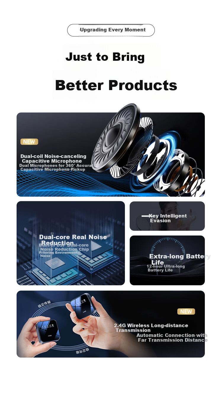 YOUFES [No Negative Reviews for Sound Recording] Wireless Lavalier Microphone for Live Streaming, Recording Equipment, Outdoor TikTok Karaoke Microphone, Professional Noise-Cancelling Mic for Phone, Computer, And Camera, One-To System 5