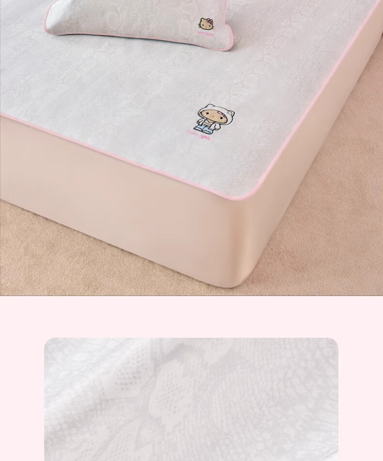 Tbh Sanrio Hello Kitty Ice Silk Cooling Mat, Home Use for Summer, Machine Washable Soft Mat, 150x200cm with Straps 3