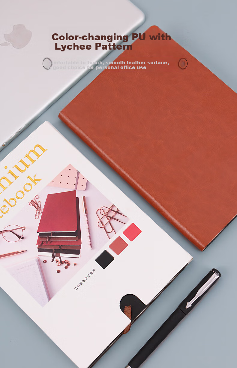 TRNFA TN-JA5001 Red Vintage Lambskin Notebook with Color-Changing PU Litchi Pattern, 80g Thick Dorin Paper, Business Notebook, Retro Red 4