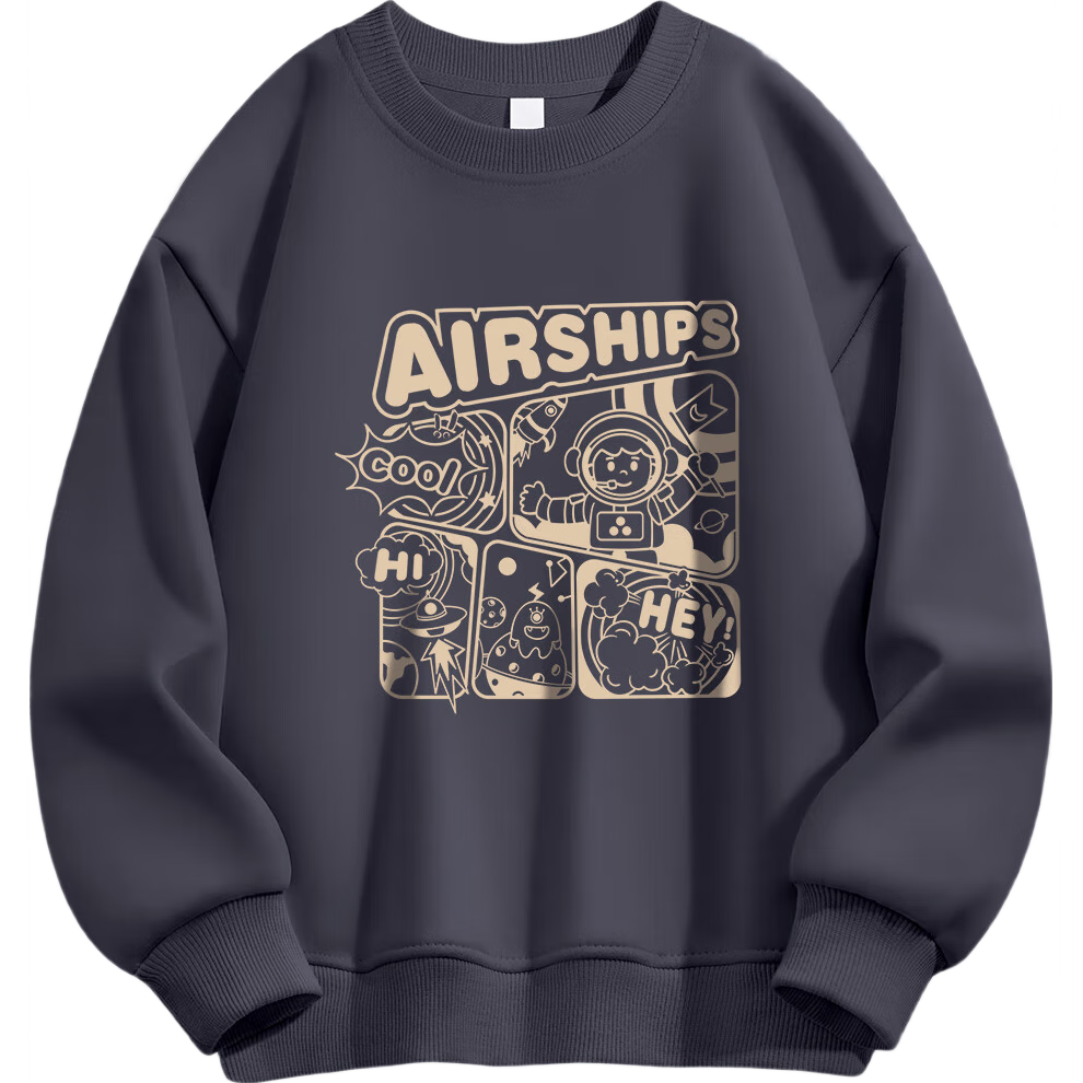 TonLion Boys' Pullover Sweatshirt Spring and Autumn Thin Round Neck Long Sleeve Base Shirt Gray 140cm