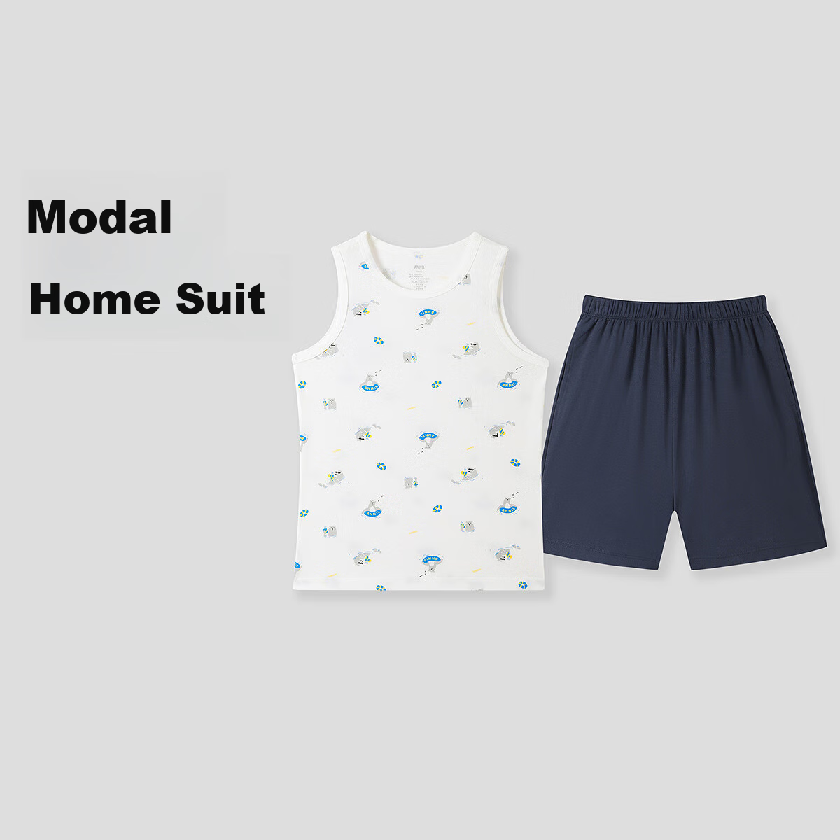Annil Boys' Clothing Set, Home Wear Vest Set, 2025 Summer New Modal Breathable Elastic Pajamas And Pants