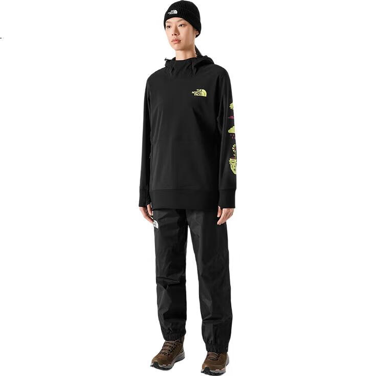 The North Face Knitted Sweatshirt for Women, Outdoor Windproof And Warm Pullover 7UUK Black/ORN XL