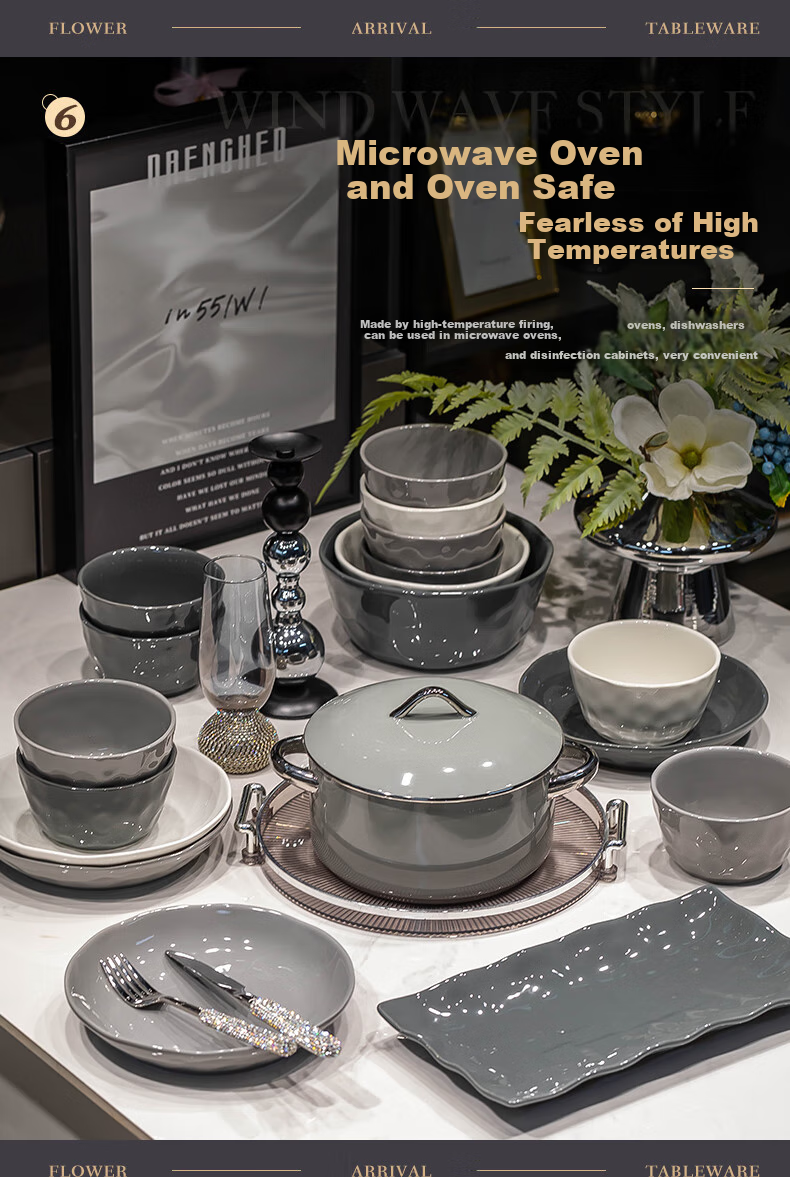 KANGMO New Light Luxury Nordic Style Ceramic Dinnerware Set, Moving Gift Set, Karlos 20-Piece Set 8