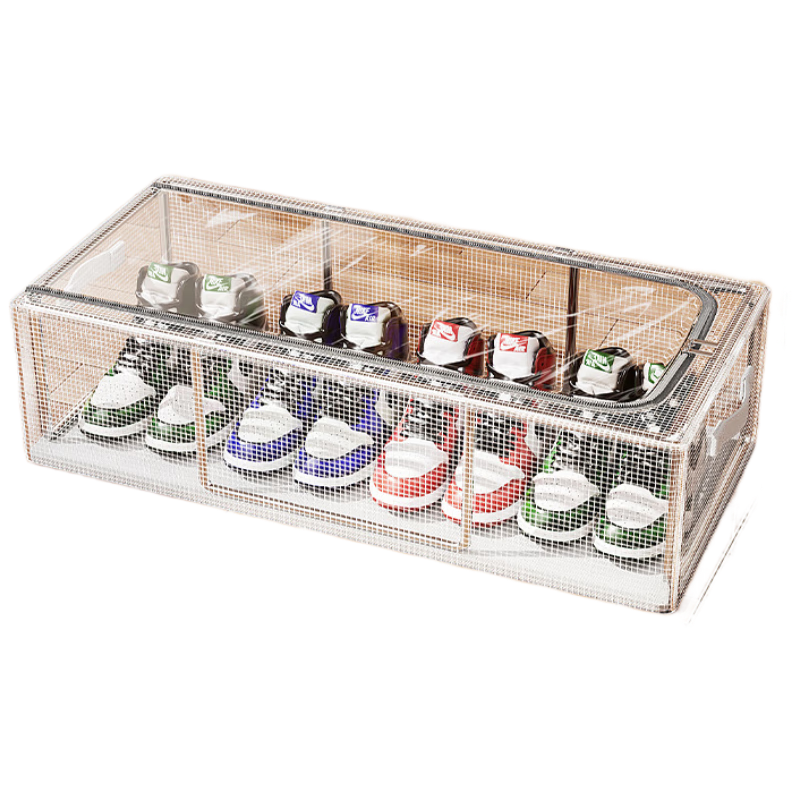 Jinlongxing Shoe Storage Solution, Space-Saving Under-Bed Transparent Shoe Rack, Shoe Cabinet Box, Storage Container, Foldable Transparent Shoe Shelf