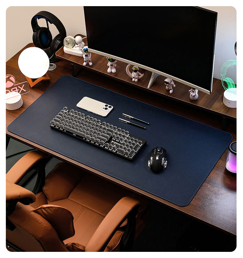 Juyingfeng Extra Large Mouse Pad, Leather Waterproof Mouse Pad, Laptop Office Extra Large Double-Sided Desk Pad, Natural Wood Texture with Lock Edge, Wear-Resistant, 90*45cm, Brow 2