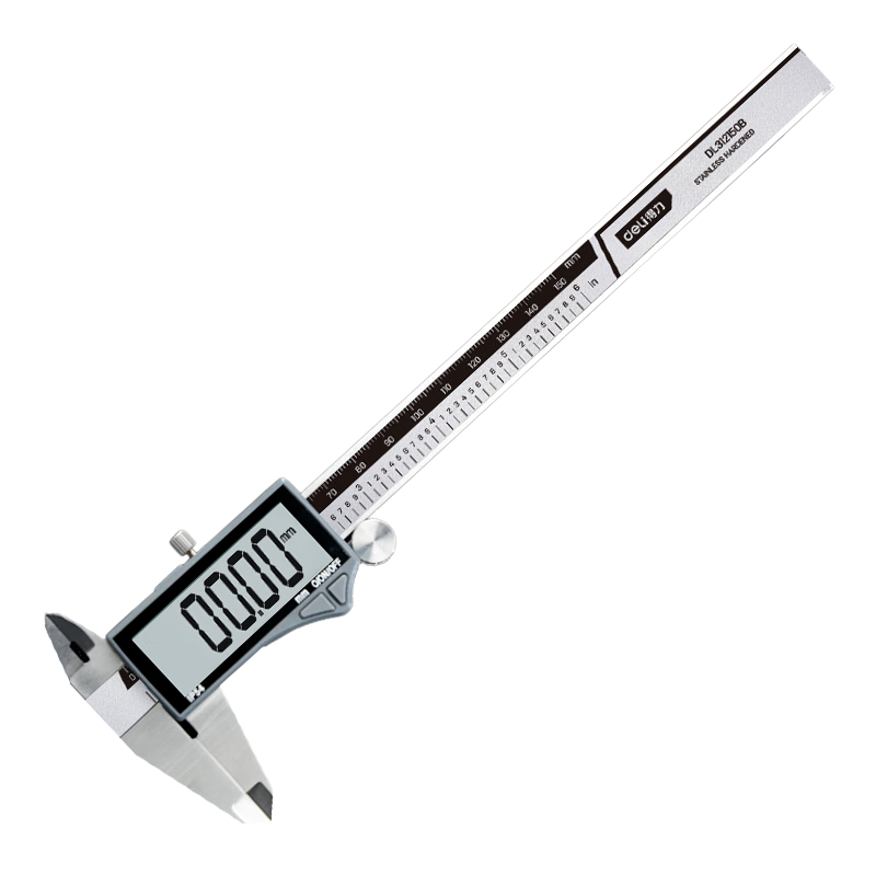 Deli Full-Screen Digital Vernier Caliper, Precision Ground High-Precision Stainless Steel Body Electronic Height Gauge for Experimental Teaching, 150mm