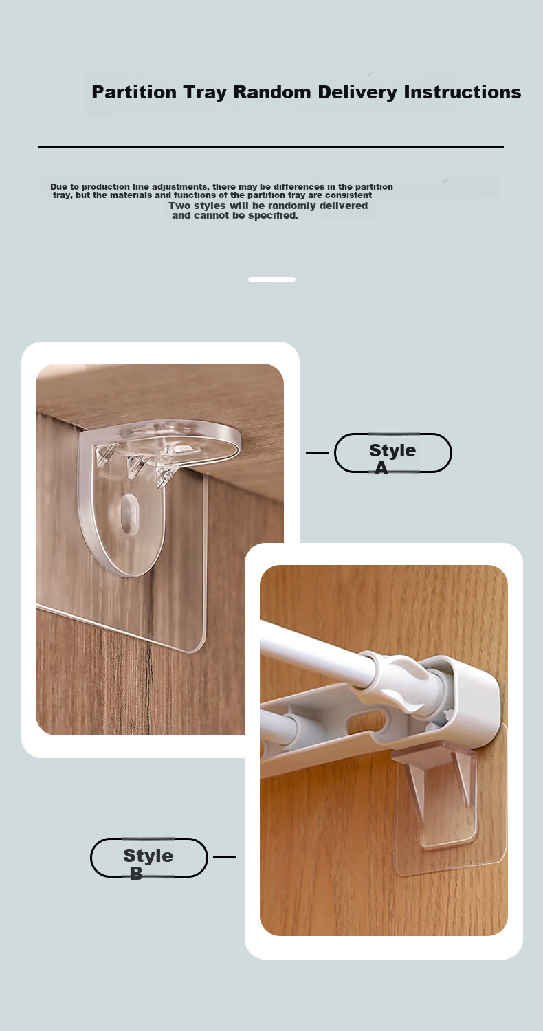 Jiabangshou Wardrobe Divider Shelf, Closet Storage Organizer without Drilling, Dormitory Closet Organizer Rack, 24cm Wide * 38-60cm Long 6