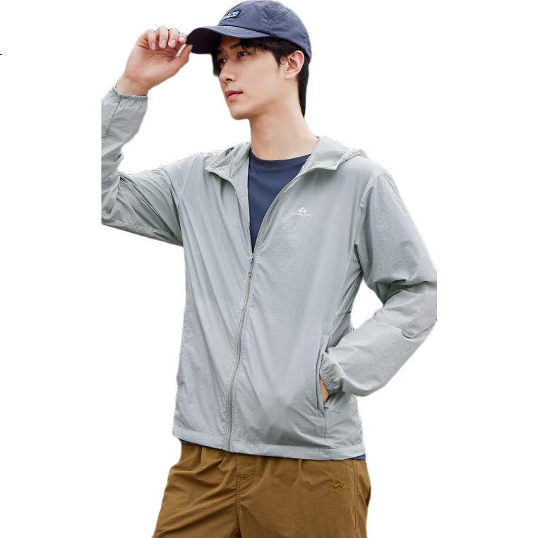 Pioneer Camp Summer Ultra-Thin UV Protection Men's Sun Protection Clothing, Outdoor Fishing Breathable Skin Coat Jacket, Dark Gray, S