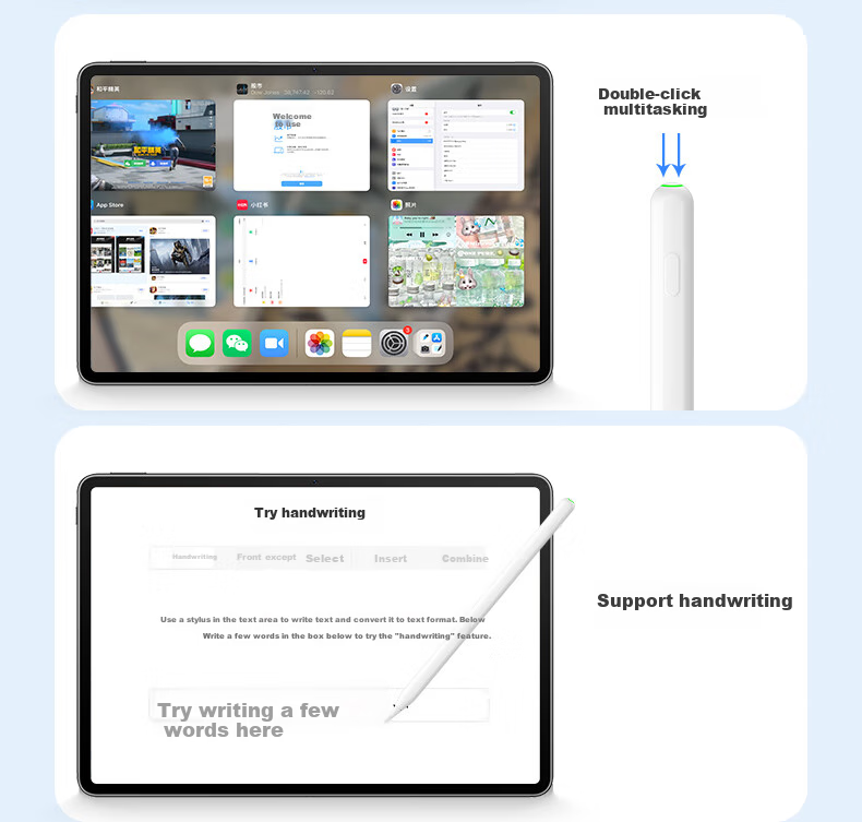 BOW New Apple Pencil Tablet Stylus, Handwriting Pen for IPad And Other Tablets, First And Second Generation Anti-Mistouch Drawing-Specific Capacitive Pen, Three-Light Display Model 16