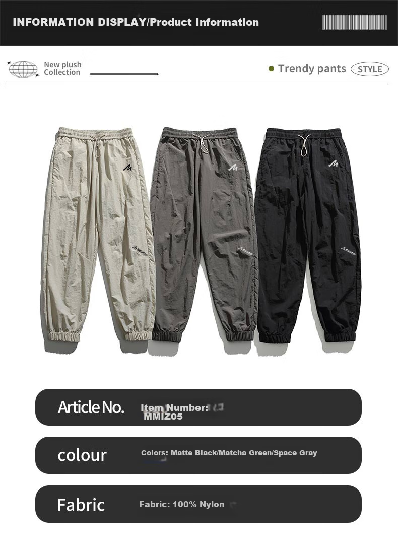MMOPTOP Mountain Series Outdoor Ice Silk Pants for Men, Spring And Summer Loose Thin Casual Joggers MMIZ05 Black XL 3