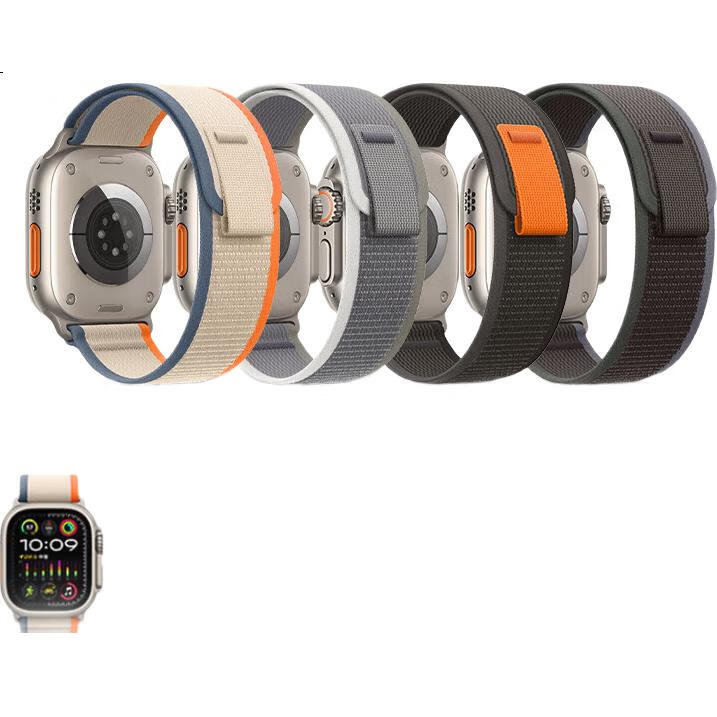 Ремешок BHO Wild Trail Loop для Apple Watch Series 9/10/Ultra 3/SE 3, нейлоновый, оранжевый с бежевым, 38/40/41/42 мм