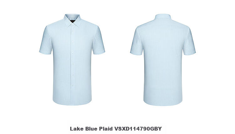 YOUNGOR Summer Youth Business Casual High-End Plaid Short-Sleeve Shirt, Gray Plaid, Size 38 16