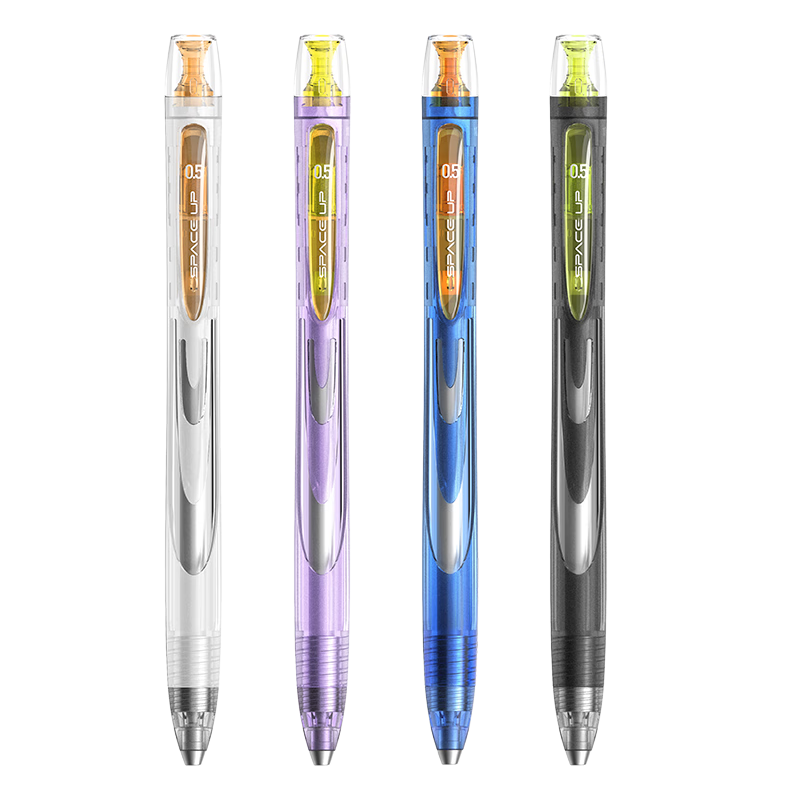 Dianshi Rotating Gel Pen, Stylish 0.5mm Bullet Tip, Black Ink, for Students' Exams And Practice, Quick-Drying, Rotating Refill, Galaxy Space Capsule Design, 4-Piece Set, Back-To Season, Dual-Ball Smooth Writing Gel Pe