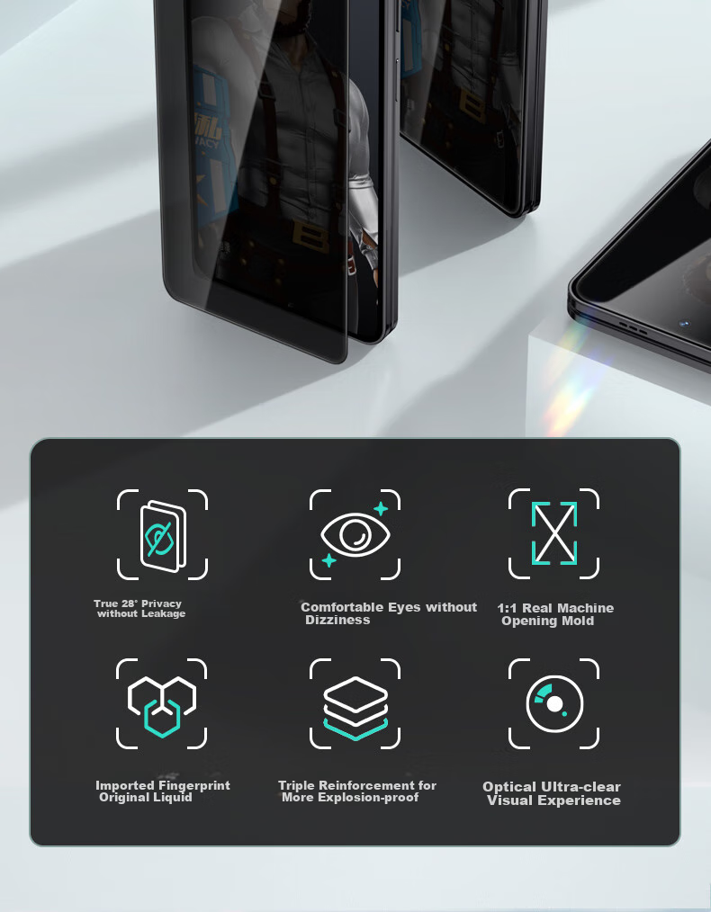 BLUEO [28° New Upgrade] Tempered Glass Screen Protector for OPPO Find X9 Ultra, HD Anti-Peeping, Anti-Drop, Anti-Fingerprint Phone Film 3