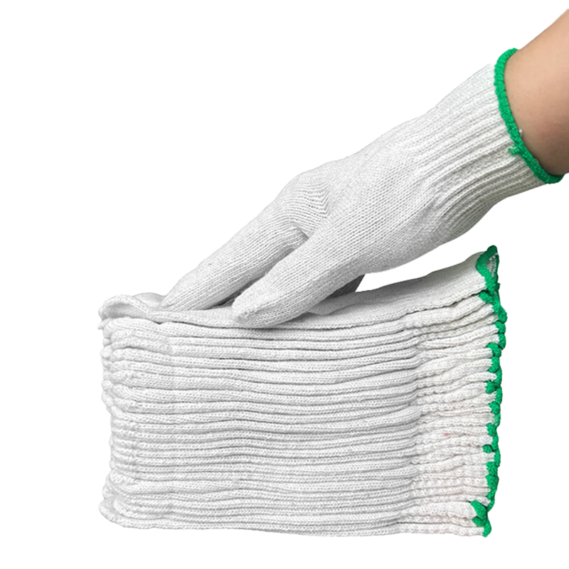 Huadun Cotton Work Gloves, White Cotton Yarn Gloves, Wear-Resistant, Non-Slip, Breathable, for Construction Workers And Manual Labor, Plain White Cotton Yarn Gloves, 24 Pairs